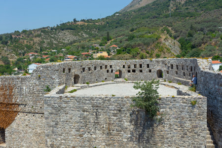 Montenegro. July 21, 2017. Streets, houses, ruins and fortress walls of the old town Bar. Europe. Montenegroのeditorial素材