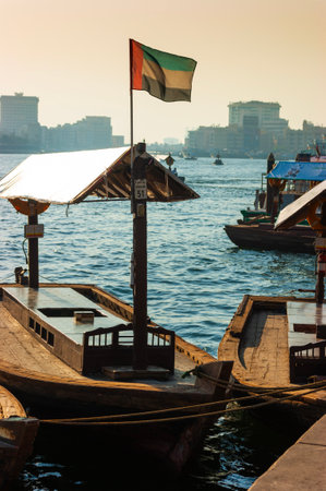 DUBAI, UAE - NOVEMBER 13: Boats on the Bay Creek in Dubai, UAE nov 13 2012