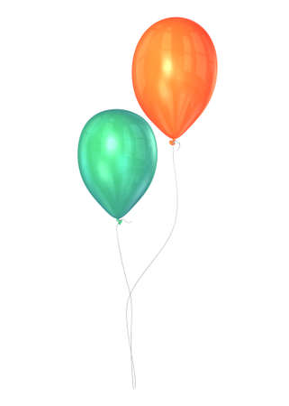 Rendering of two floating party balloonsの写真素材
