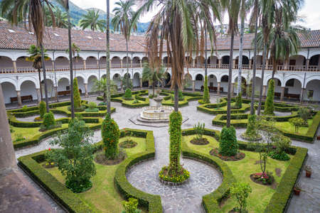 High view of one of the gardens of the San Francisco Monastery, Quito Ecuador