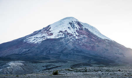 Chimborazo volcano at dawn on a sunny day