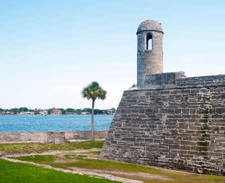 Walls and field of the Castillo de San Marcos fort in St. Augustine, Florida.