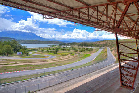 Auto race track Yahuarcocha, empty, on a sunny summer dayの写真素材