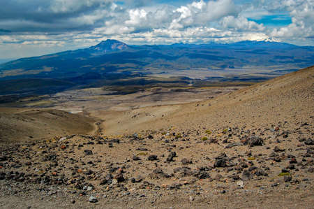Sincholagua and Antisana volcanoes at a distance from the slopes of the Cotopaxi volcano, in the...