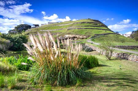 Pumapungo ruins, the ancient Inca city, in Cuenca, Ecuador, on a beautiful sunny afternoon.の写真素材