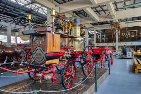 Guayaquil, Guayas, Ecuador - November, 2013: View of an old vintage firetruck is display at the...