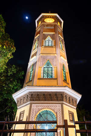 Guayaquil, Guayas, Ecuador - November, 2013: Torre del Reloj (Watch Tower), is a public city landmark, which is traditional to Guayaquil, in a very touristic area of the city. Night photography.のeditorial素材