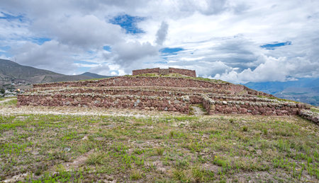 Ruins of Rumicucho, Pomasqui, Ecuador. These ruins are supposed to be remnants of the Inca civilization, which disappeared after the Spanish conquest of America.の写真素材