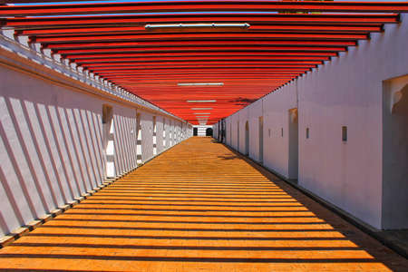 pedestrian bridge in the cityの写真素材