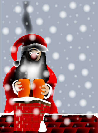 A sooty Father Christmas.のイラスト素材