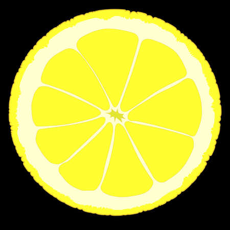 Slice of lemon on a black background のイラスト素材