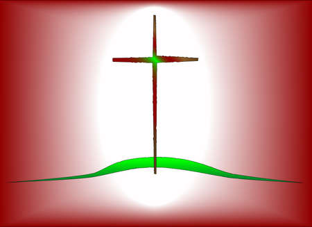 The cross of Jesus on the green hill のイラスト素材