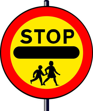 A large hand held  Stop - Children  sign as used outside school buildings by traffic control...