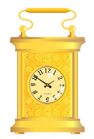 A gold traditional carriage clock isolated on whiteのイラスト素材