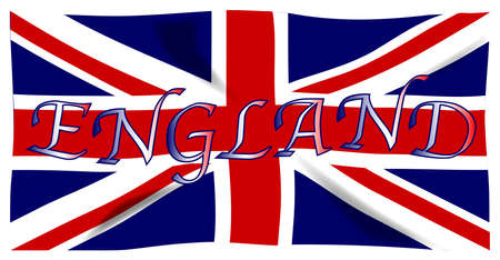 The British Union Flag, or Union Jack (when used on board ship), with the word ENGLAND in original editable text.のイラスト素材