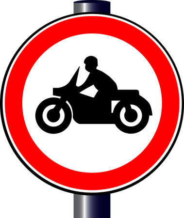 A large round red traffic displaying a motorcycleのイラスト素材