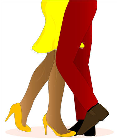 A couple, legs only, dancing on a white background のイラスト素材