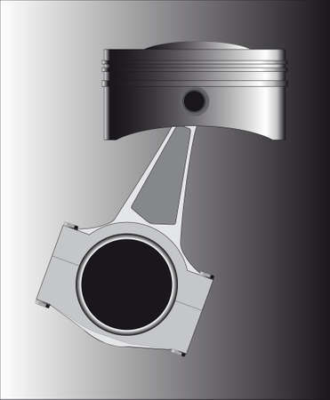 A piston from a petrol or diesel engine with the conecting rod in place のイラスト素材