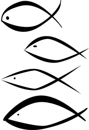 A collection of Christian fish logosのイラスト素材