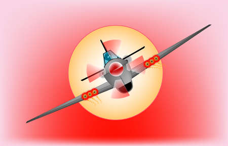 A fighter plane diving  out of the sun  のイラスト素材