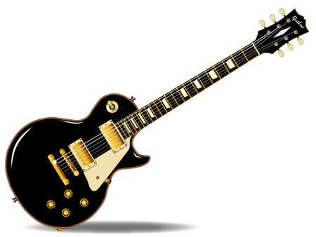 The definitive rock and roll guitar in black, isolated over a white background のイラスト素材