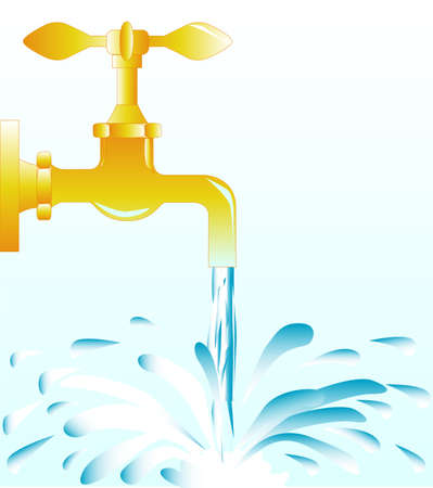 An open tap with water flowing のイラスト素材