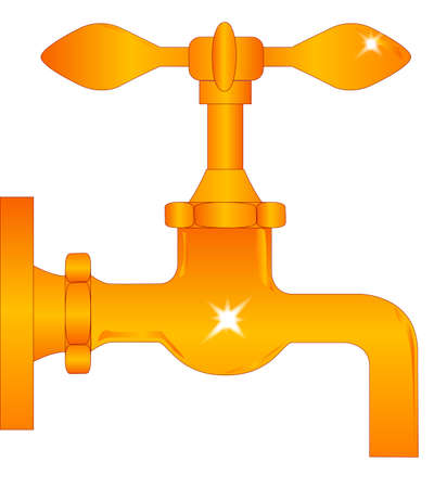 A brass external garden tap isolated over a white background のイラスト素材