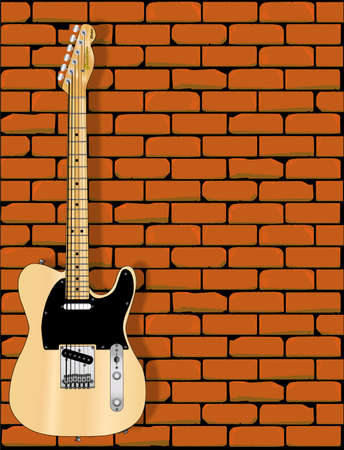 A fender Telecaster in front of a red brick wallのイラスト素材