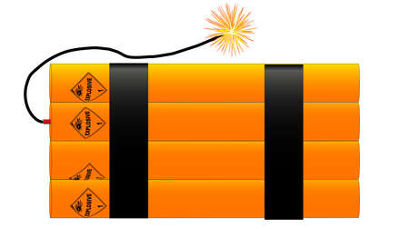 The traditional sticks of dynamite with a lit fuseのイラスト素材