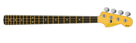 A generic bass guitar neck isolated over a white background のイラスト素材