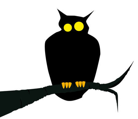 An owl sitting on a branch  Isolated over white のイラスト素材