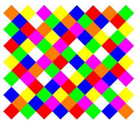 A patchwork quilt efect made from coloured squares 