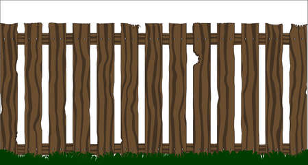An old wooden fence isolated over a white background のイラスト素材