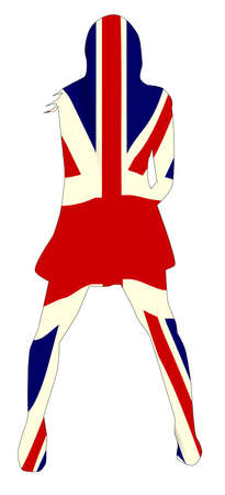 A white background with the silhouette of a female performer as a British flag のイラスト素材