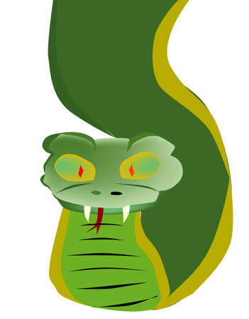 A green snake or serpent creature over white のイラスト素材