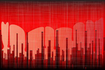 A grunge cityscape in blood red with a backdrop of running blood のイラスト素材
