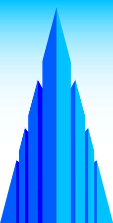 A tall blue city block with shadow and perspectiveのイラスト素材