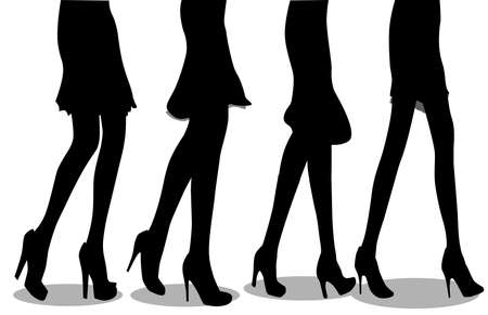 A collection of female legs walking towards the sales のイラスト素材