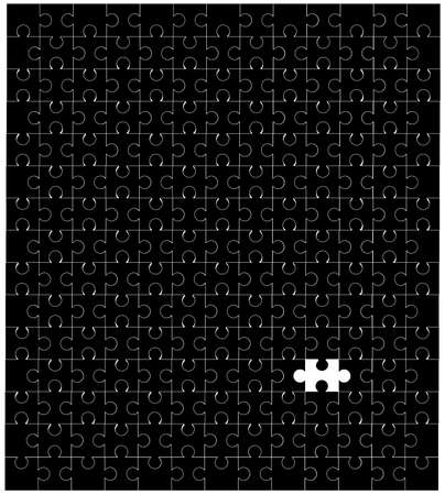 A black and blank jigsaw with one piece missing  Isolated on white のイラスト素材