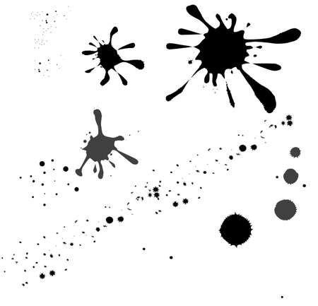 A collection of dark ink stains over a white background のイラスト素材