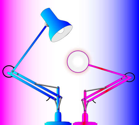 A pair of angle poise lampsのイラスト素材