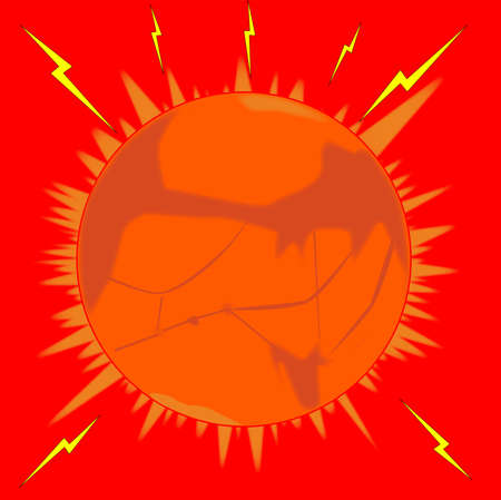 The red planet Mars with lightening bolts as the God of Warのイラスト素材