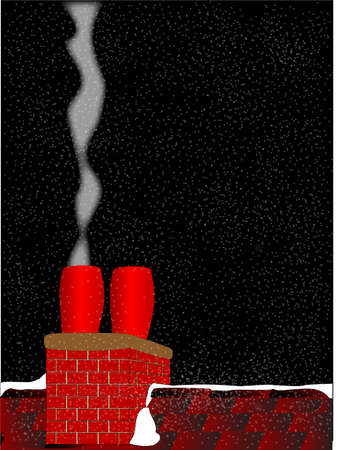 A rooftop during a snowstormのイラスト素材