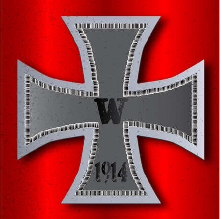 A depiction of the Iron Cross as awarded to soldiers during the first world war のイラスト素材