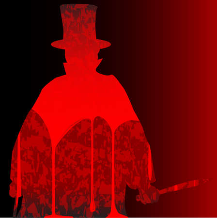 Jack the Ripper clipped on a bloody dark red backgroundのイラスト素材