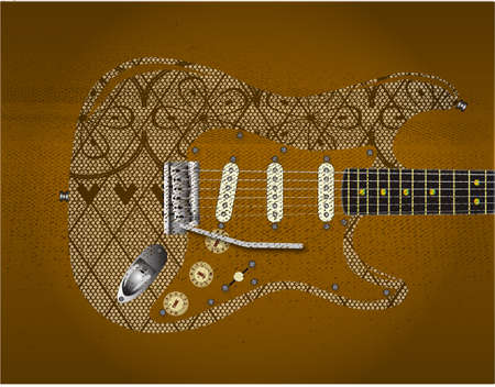 A hoisery pattern guitar with a dark red streakのイラスト素材