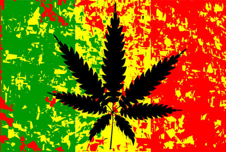 Rastafarian flag with abstract FX and leaf in blackのイラスト素材