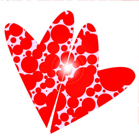Two lovers hearts in red and pink set on a white backgroundのイラスト素材