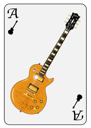 A guitar used as the ace motif in a playing cardのイラスト素材