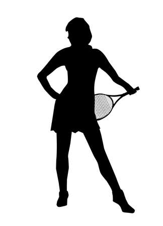Silhouette of a sexy sports woman isolated over a white backgroundのイラスト素材